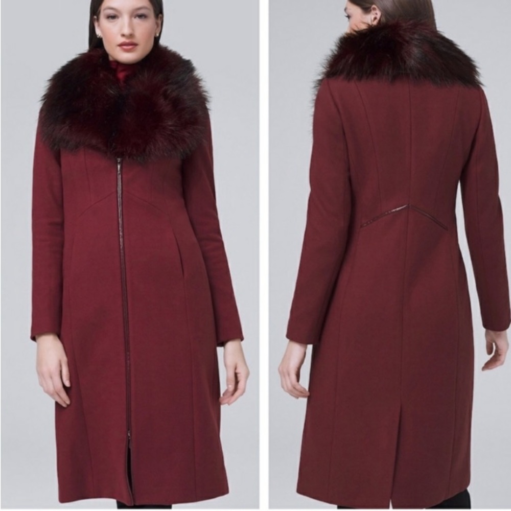 NWT White House Black Market Women’s Coat XSP In Deep Garnet.
